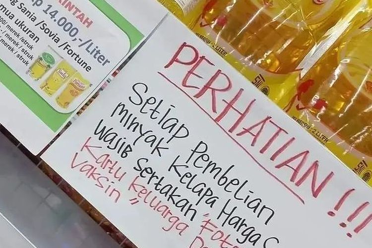 Viral Beli Minyak Goreng Wajib Membawa Fotocopy Kartu Keluarga dan Sertifikat Vaksin Covid