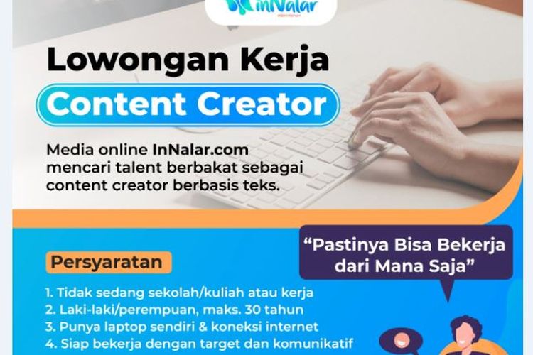 LOWONGAN KERJA Content Creator 2022 di inNalar.com, Bisa Bekerja dari Mana Saja