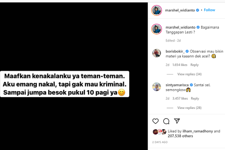 Inisial M Pembeli Video Dea OnlyFans Diduga Komedian Marshel Widianto: Aku Emang Nakal