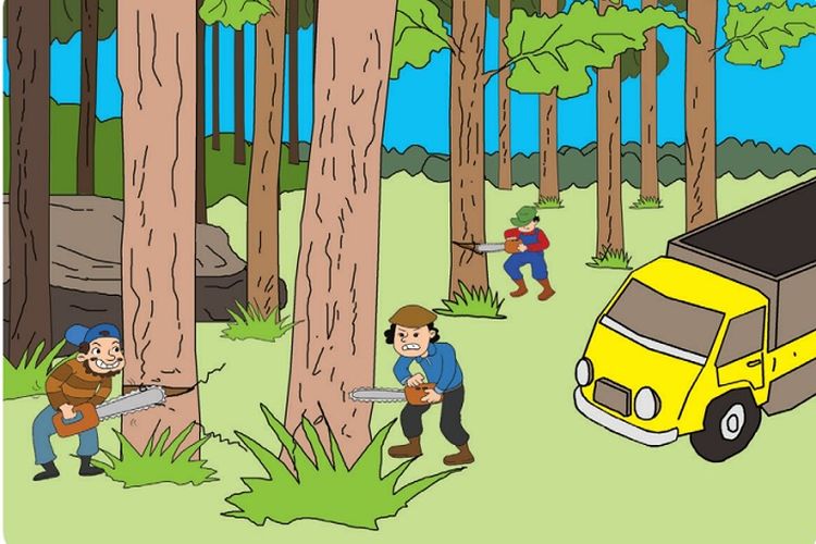 Kunci Jawaban Tema 3 Kelas 3 SD Halaman 17 18 Buku Tematik Subtema 1 Pembelajaran 2 : Penebangan Liar