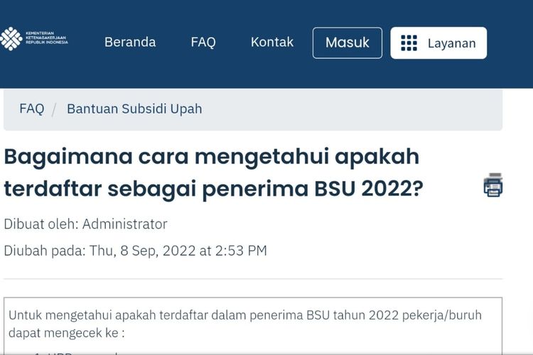 Hari Ini Cair! Segera Cek BSU 2022 melalui bsu.bpjsketenagakerjaan.go.id atau kemnaker.go.id, Simak Caranya