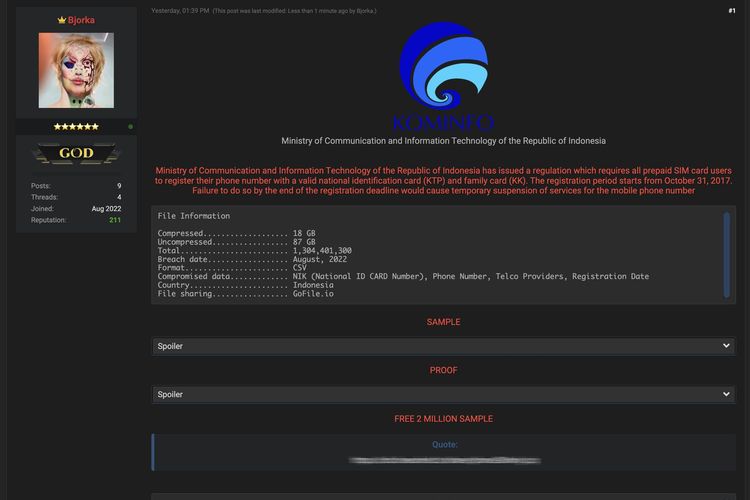 Kominfo Bantah Adanya Kebocoran Data SIM Telepon Sebanyak 1,3 Miliar, Berikut Pernyataan Resminya