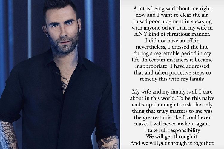 Adam Levine Angkat Bicara Usai Isu Selingkuh dari Behati Prinsloo dengan Sumner Stroh: Saya Melewati Batas