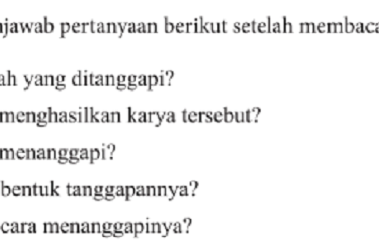 Kunci Jawaban Bahasa Indonesia Kelas 9 SMP Halaman 89: Mengidentifikasi Informasi Teks Tanggapan