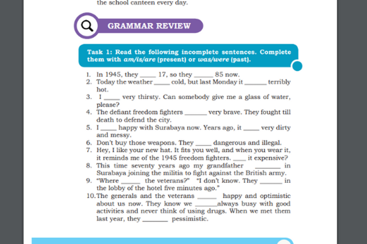 Kunci Jawaban Bahasa Inggris Kelas 10 Halaman 127 tentang Grammar Task 1