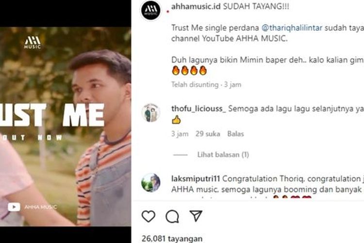 Buat Single Lagu dengan Bintang Video Klip Fuji, Thariq Halilintar Banjir Pujian: Keren Banget !