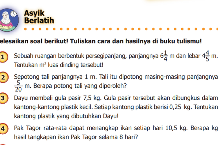 Kunci Jawaban dari Buku Matematika Kelas 5 Asyik Berlatih Halaman 41: Sebuah Ruangan Berbentuk Persegi Panjang
