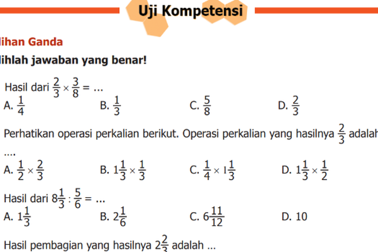 Kunci Jawaban dari Buku Matematika Kelas 5 SD: Uji Kompetensi Pilihan Ganda Halaman 43