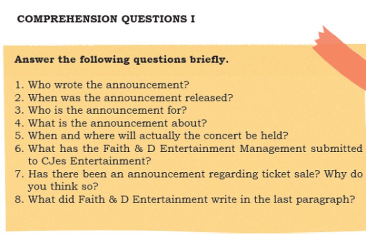 Kunci Jawaban dari Buku Bahasa Inggris Kelas 10 halaman 87 tentang Comprehension Questions 1