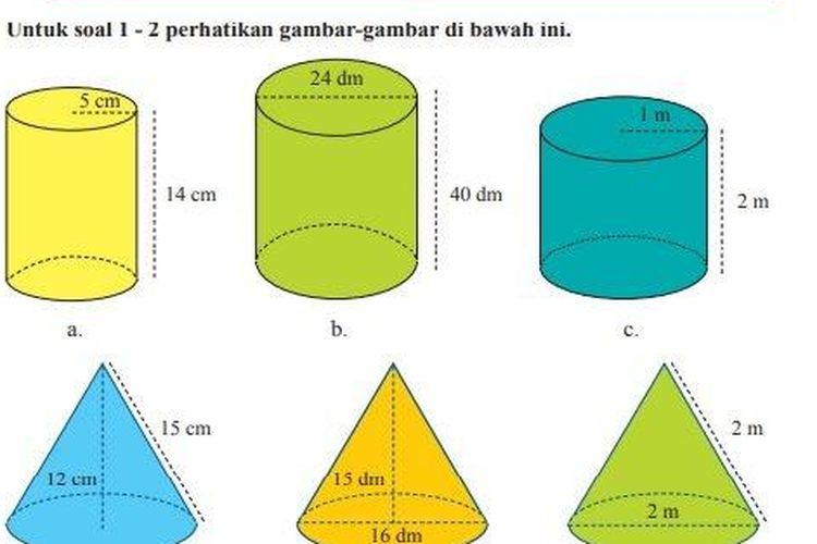 Kunci Jawaban Matematika Kelas 9 SMP Halaman 307, 308 dan 309 Uji Kompetensi 5: Bangun Ruang Sisi Lengkung