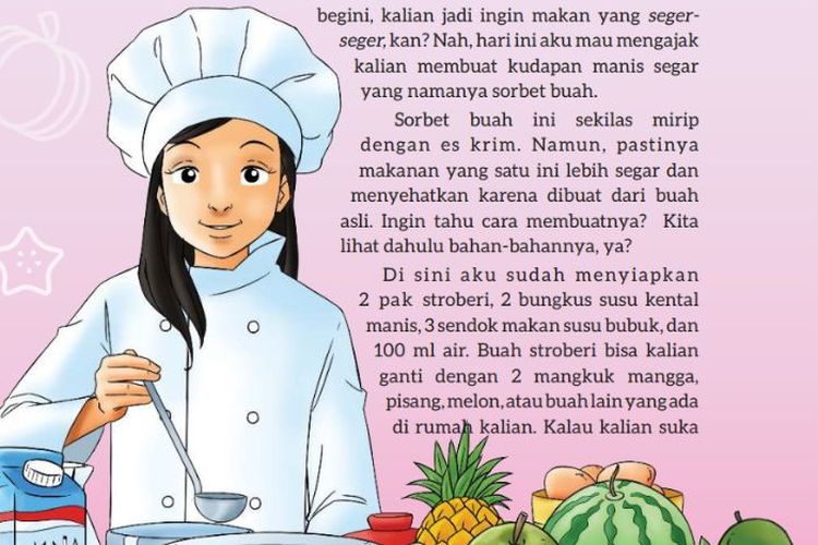 Kunci Jawaban Bahasa Indonesia Kelas 7 SMP Halaman 88 Bab III tentang Membuat Sorbet Buah Gampang dan Enak