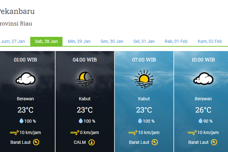Prakiraan Cuaca Kota Pekanbaru Menurut BMKG, Sabtu 28 Januari 2023: Berawan hingga Berkabut