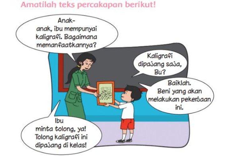 Kunci Jawaban Kelas 2 SD Tema 5 Halaman 76 77 78 Buku Tematik Subtema 2 Pembelajaran 2: Beni Pajang Kaligrafi