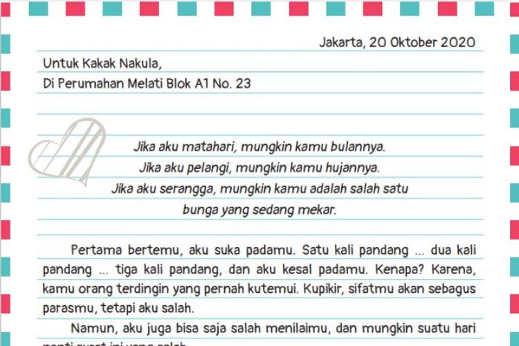 Kunci Jawaban Bahasa Indonesia Kelas 7 SMP Halaman 178 Kegiatan 1: Menganalisis Isi dan Tujuan Surat Pribadi