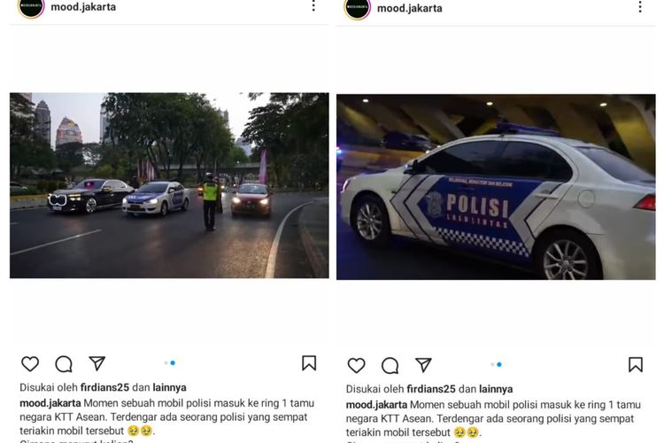 Momen Seorang Polisi Menegur Polisi Lain yang Mobilnya Terobos Iring-iringan Pengawalan Tamu Negara KTT ASEAN