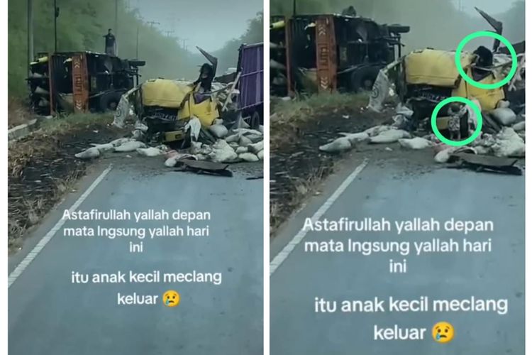 Ngeri! Video Bayi dan Ibunya Selamat Usai Merangkak Keluar Truk yang Kecelakaan di Lampung Tengah