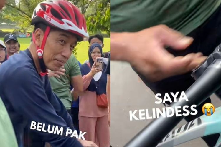 Kocak! Niatnya Mau Minta Foto Bareng Presiden Jokowi, Kaki Cewek Ini Malah Terlindas Ban Sepeda Paspampres