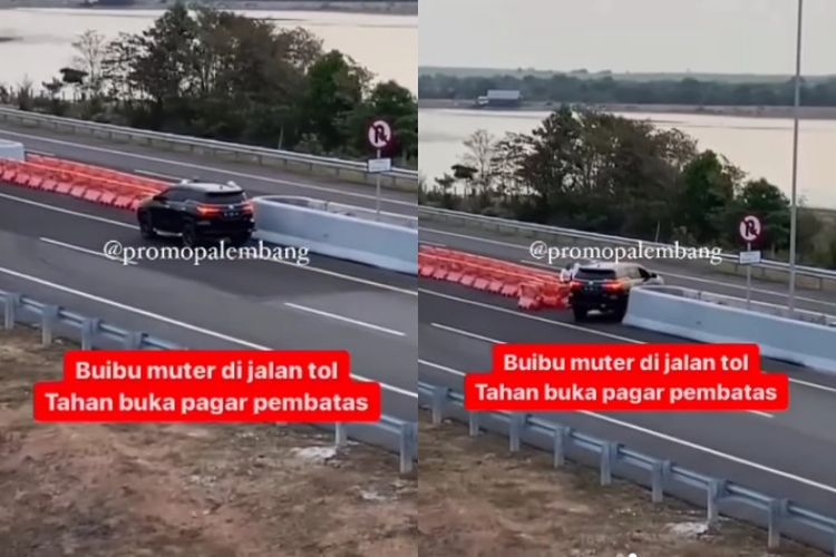 Viral Ibu-ibu Kendarai Fortuner di Jalan Tol Sumsel Nekat Buka Plang Pembatas untuk Putar Balik, Kena Denda?
