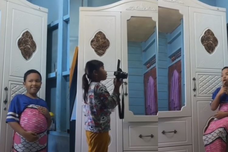 Kocak! Kelakukan Bocil Perempuan Paksa Abangnya Cosplay Jadi Mermaid, Ekspresinya Pasrah Bikin Gemes