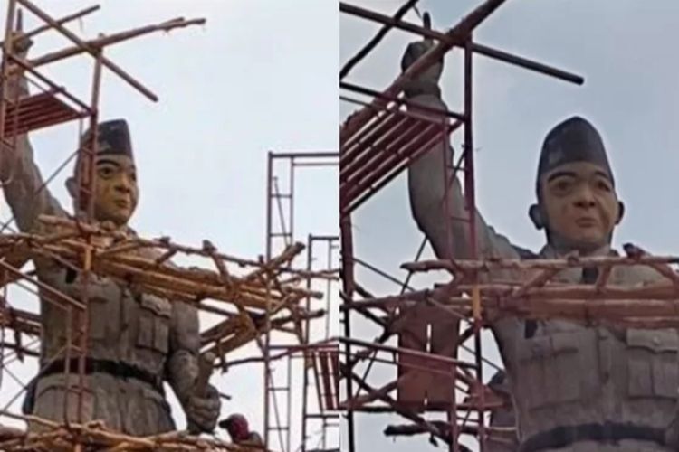 Telan Rp16 Miliar? Patung Soekarno di Sumatera Selatan Malah Jadi Tembem, Netizen: Kok Kuning Kayak Kunir
