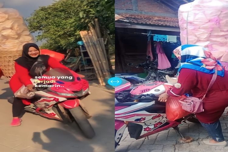 Viral Seorang Ibu Nyentrik Berjualan Kerupuk Pakai Motor Ninja Bikin Heboh, Beda dari Yang Lain, Gaul Abis!