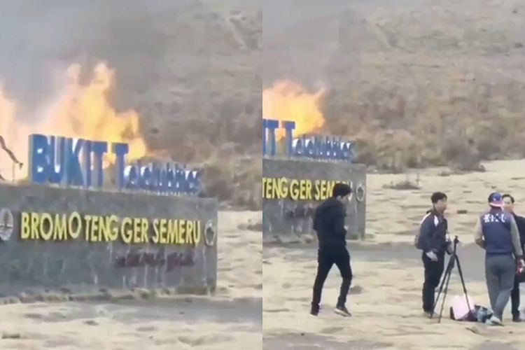 Bukit Teletubbies Gunung Bromo Terbakar Diduga Ulah Pasangan Prewed Nyalakan Flare