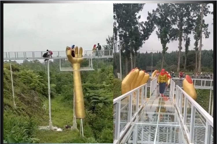 2 Orang Bergelantungan! Ini Kronologi Jembatan Kaca Pecah di Banyumas, Netizen: Kacanya Beli di Toko Bangunan