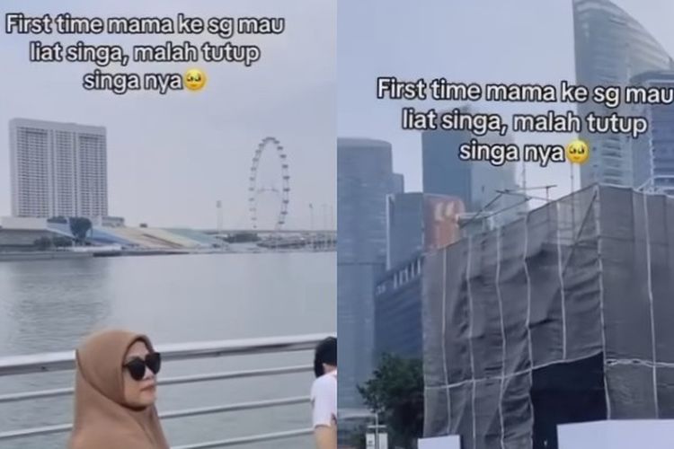 Momen Kocak Saat Seseorang Liburan ke Singapura Demi Lihat Patung Singa, Sampe Sana Taunya Masih Direnovasi