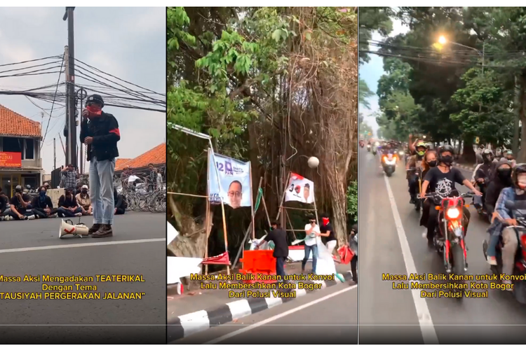 Viral! Sekelompok Pemuda Serba Hitam di Bogor Robek Banner Caleg yang Terpampang, Sampah Visual?