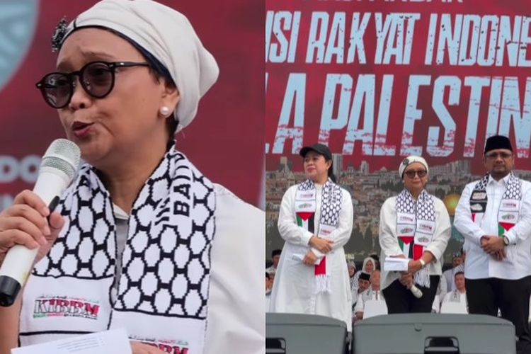 Momen Menlu RI Retno Marsudi Menangis Bacakan Puisi Ciptaannya Saat Aksi Bela Palestina di Monas