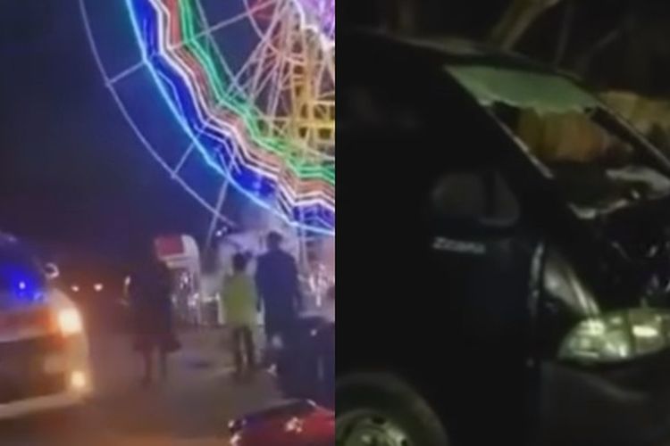 Bianglala Pasar Malam Jatuh di Karanganyar, Sangkar Berisi Pengunjung Terjun Menimpa Kaca Mobil Hingga Pecah