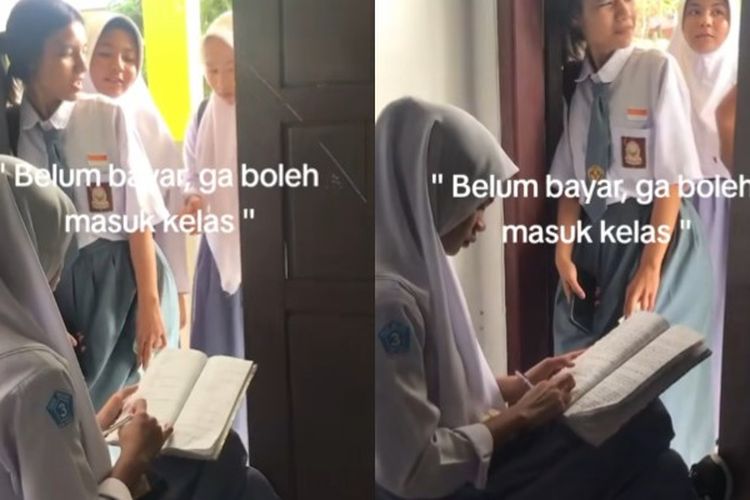 Kocak! Momen Bendahara Larang Temannya Masuk Kelas Jika Belum Bayar Uang Kas