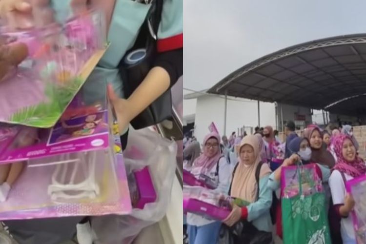 Momen Para Karyawan Mendapat Sovenir Boneka Barbie Dalam Rangka Family Gatering bikin Warganet Iri
