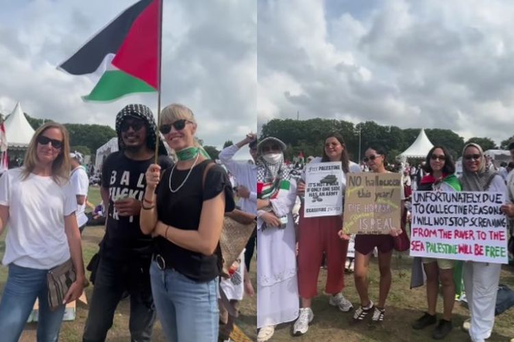 Sejuk dan Tenang, Aksi Bela Palestina di Bali Dihadiri Banyak Turis dari Mancanegara