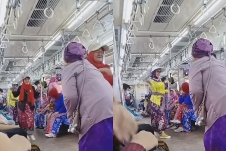 Diluar Dugaan! Emak-emak Berkebaya Lakukan Fashion Show Saat Naik KRL Dapat Kritikan Pedas dari Warganet