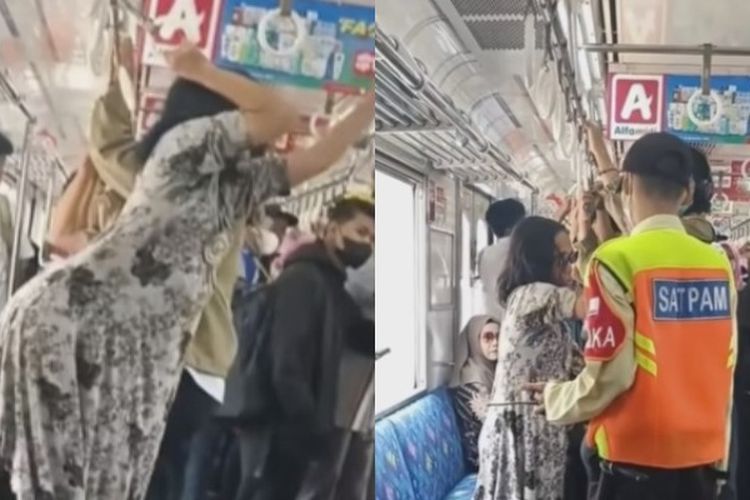Viral! Emak-emak Bikin Heboh Gelayutan di Gerbong KRL Sambil Bilang: Kosongkan, Saya Mau Olahraga!