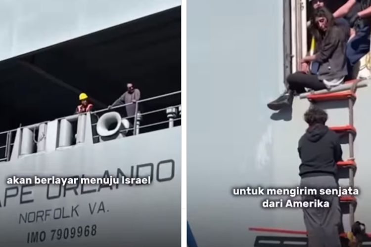 Hendak Kirimkan Bantuan Senjata ke Israel, Warga Amerika Pro Palestina Ramai-ramai Halangi Keberangkatan Kapal