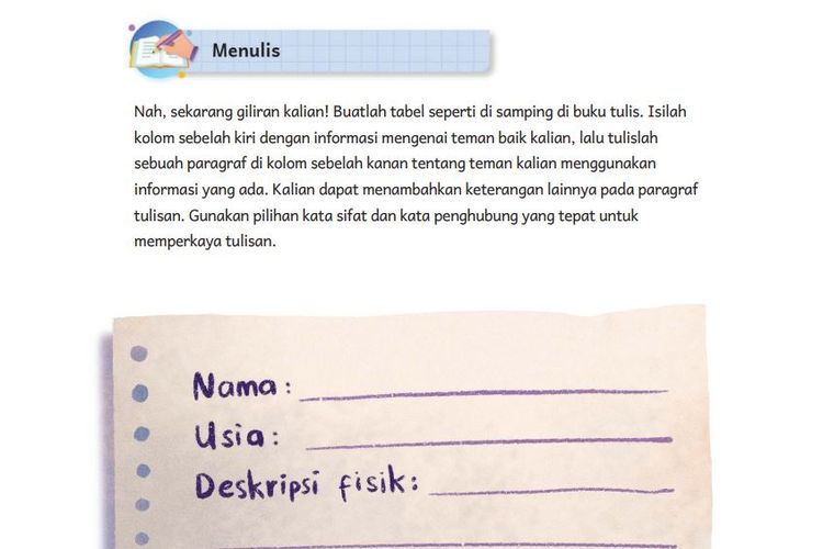 Kunci Jawaban Bahasa Indonesia Kelas 5 SD Halaman 23 Kurikulu Merdeka: Tulis Informasi Tentang Teman