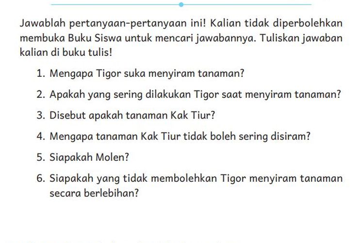 Kunci Jawaban Bahasa Indonesia Kelas 4 Halaman 30 -31: Mengapa Tigor Suka Menyiram Tanaman?