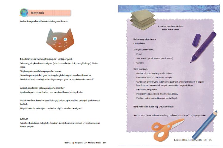 Kunci Jawaban Bahasa Indonesia Kelas 5 SD Kurikulum Merdeka Bab 3 Halaman 69 71 72 73: Mainan dari Kardus Bekas