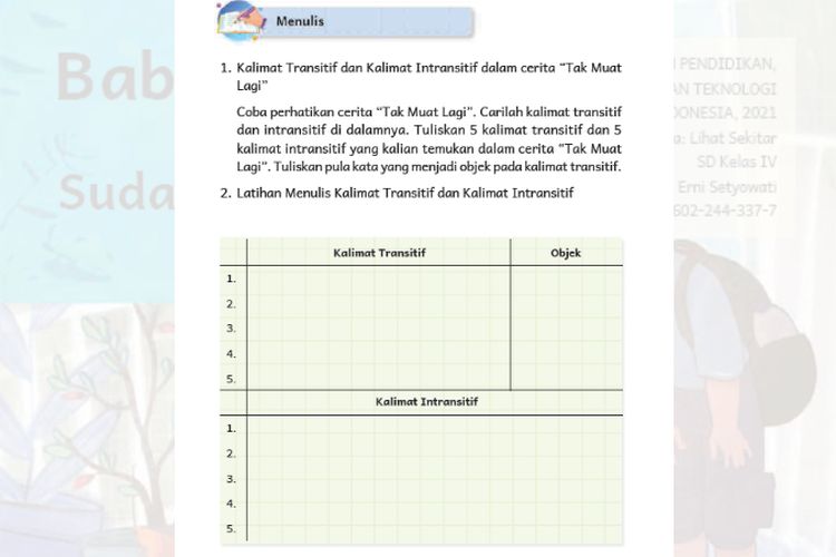 Jawaban B. Indonesia Kelas 4 Hal 7–9: Kalimat Transitif & Intransitif