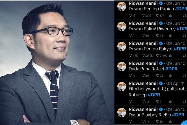 Cuitan Kontroversial Ridwan Kamil soal Tingkah DPR dan Warga Jakarta: Dewan Penipu hingga Tukang Hedon
