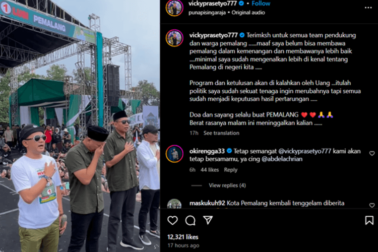 Hasil Quick Count Pilkada Pemalang 2024 Terendah, Vicky Prasetyo Minta Maaf: Politik Uang Mengalahkan Program dan Ketulusan Saya Buat Pemalang