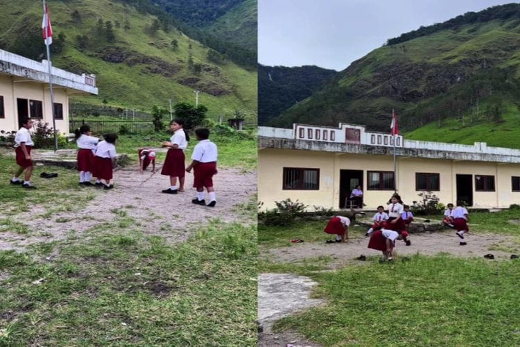 Terletak di Perbatasan Dairi-Samosir, SD Negeri di Sumatera Utara Ini Menghadap Danau Toba dan Air Terjun