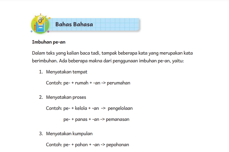 Imbuhan Pe-An, Kunci Jawaban Bahasa Indonesia Kelas 5 SD Kurikulum Merdeka Hlm. 161-162: Teks ‘Mengurangi, Memakai Ulang, dan Mendaur Ulang Sampah’