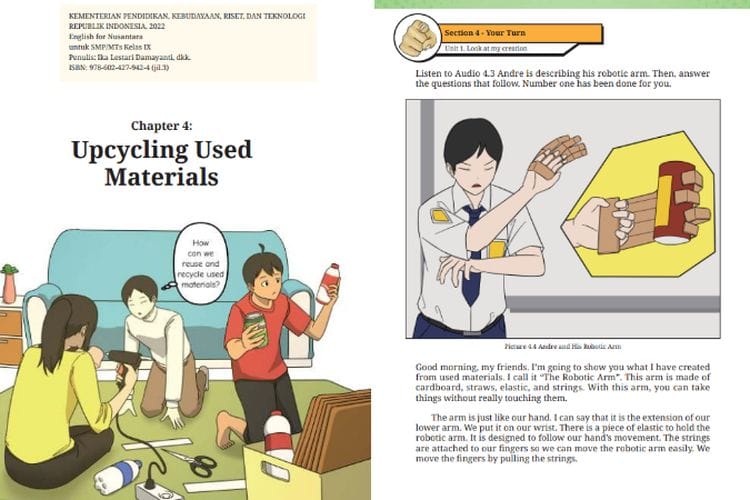 Chapter 4 Andre and His Robotic Arm, Kunci Jawaban Bahasa Inggris Kelas 9 SMP Kurikulum Merdeka: Unit 1 Section 4 Hlm. 223-224, Bonus Terjemah Teks!
