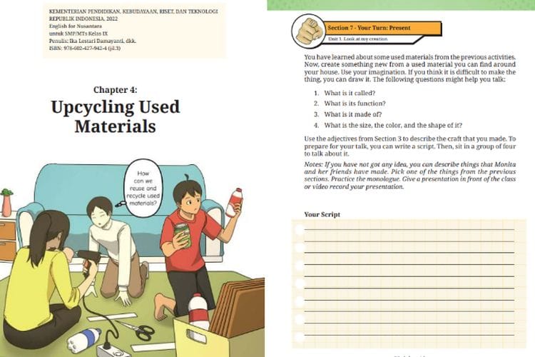 Chapter 4 ‘Make a Script’, Kunci Jawaban Bahasa Inggris Kelas 9 SMP Kurikulum Merdeka: Unit 1 Section 7 Describe the Craft That You Made