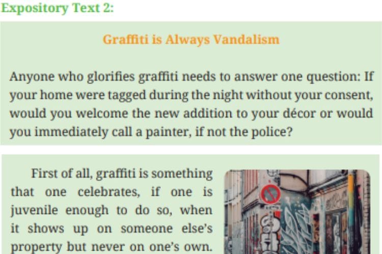 Terjemah Expository Text 2, Bahasa Inggris Kelas 10 Kurikulum Merdeka Chapter 5 Hlm. 110-112: Graffiti is Always Vandalism