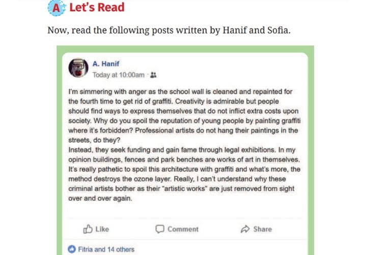 Terjemah Social Media Status A. Hanif, Kunci Jawaban Bahasa Inggris Kelas 10 SMA Kurikulum Merdeka Chapter V Task 5 Hlm. 116