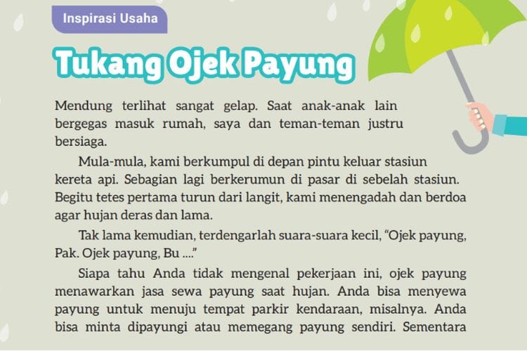 Bacaan ‘Tukang Ojek Payung’, Kunci Jawaban Bahasa Indonesia Kelas 9 SMP/MTs Kurikulum Merdeka Hlm. 101-104: Menganalisis Teks Eksplanasi
